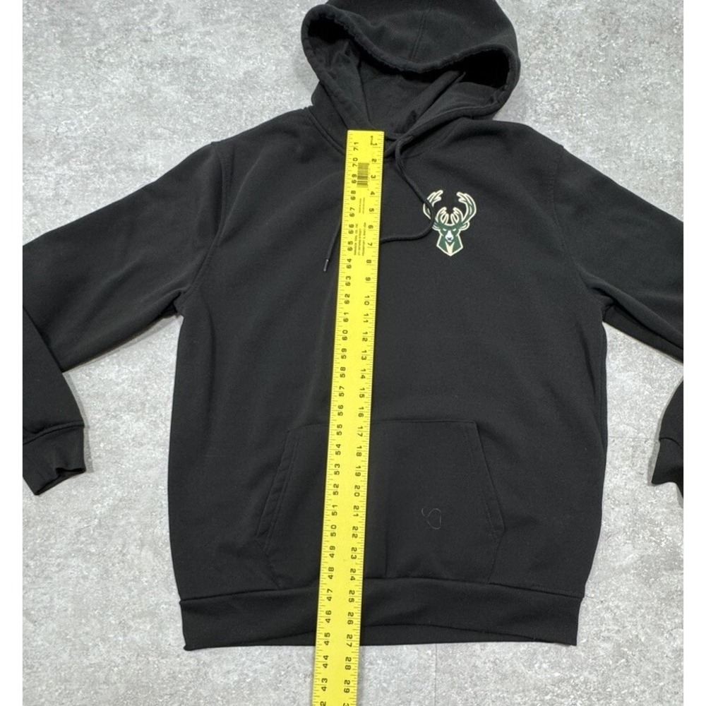 NBA Milwaukee Bucks Mens Full Zip Black Hooded Sweatshirt Size L/XL Authentic - Picture 2 of 9